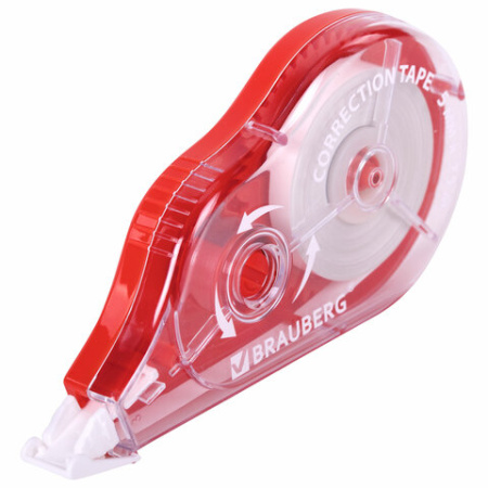 Корректирующая лента BRAUBERG MAXI PLUS, 5 мм х 25 м, механизм перемотки, корпус красный, блистер, 272501
