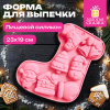 Форма для выпечки новогодняя 23х19 см, в виде "САПОЖКА", силикон, 7 ячеек, рецепт, ЗОЛОТАЯ СКАЗКА, 592470