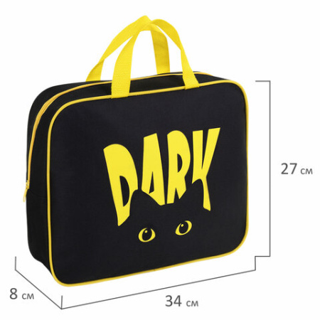 Папка на молнии с ручками BRAUBERG А4, 1 отделение, полиэстер, 80 мм, "Dark cat", 272178