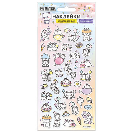 Наклейки бумажные 17,5х9,5 см, ассорти 12 видов, FUNSTER (ФАНСТЕР), 666676