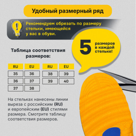 Стельки для обуви С МАССАЖНЫМИ ПОДУШЕЧКАМИ размер RU 35-39/EU 36-40, SHEGRA (ШЕГРА), 702302