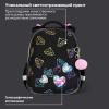 Ранец BRAUBERG LUMINOUS, 2 отделения, с брелоком, "Бриллианты", СВЕТЯЩИЙСЯ РИСУНОК, 38х29х16 см, 272070