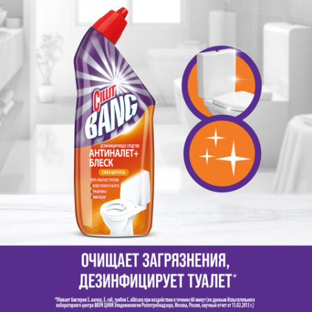 Средство для уборки туалета дезинфицирующее 450 мл, CILLIT BANG "Сила Цитруса"