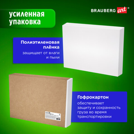 Холсты на подрамнике в коробе НАБОР 4 шт. (40х50 см), 280 г/м2, грунт, 100% хлопок, BRAUBERG ART DEBUT, 192512