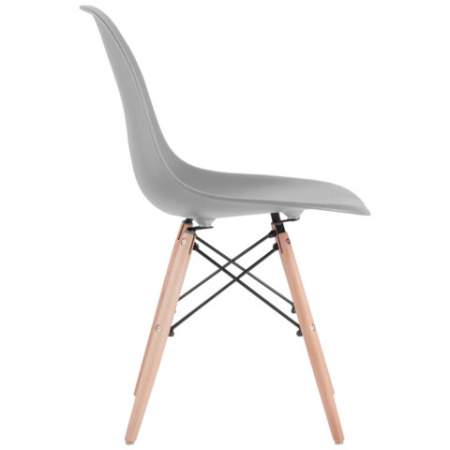 Стулья BRABIX "Eames CF-010", КОМПЛЕКТ 4 шт., пластик серый, опоры дерево/металл, 532632