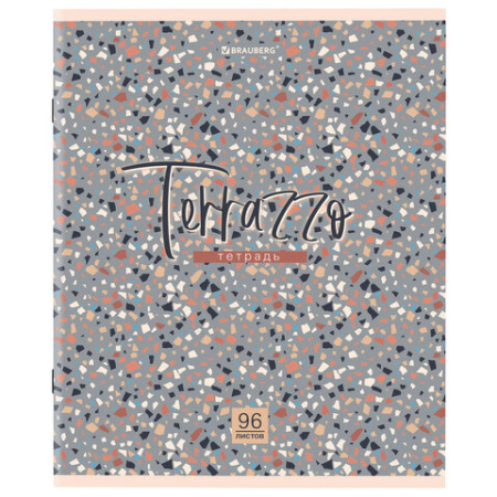 Тетрадь А5 96 л. BRAUBERG скоба, клетка, обложка картон, "Terrazzo" (микс в спайке), 404437