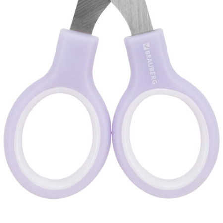 Ножницы BRAUBERG KIDS 130 мм, ручки лавандовые, закругленные лезвия с линейкой, 274061