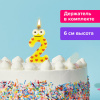 Свеча-цифра для торта "2" "С глазками", 6 см, ЗОЛОТАЯ СКАЗКА, с держателем, в блистере, 591405