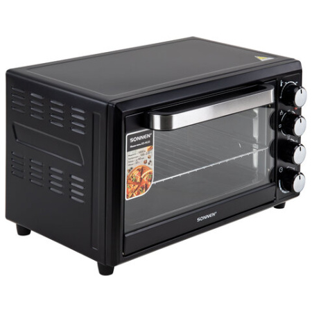 Мини-печь электрическая SONNEN EO-HL33, 1800 Вт, 33 л, 3 режима нагрева, таймер, механическое управление, черная, 458305