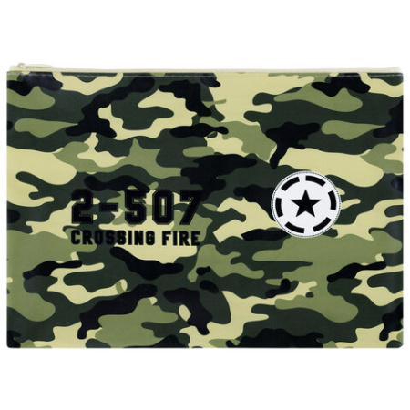 Папка для тетрадей ПИФАГОР А4, 1 отделение, ПВХ, на молнии, ассорти "Camouflage", 32x23 см, 273830