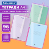 Тетрадь пластиковая обложка (прозрачная) А4, 96 листов, скоба, клетка, BRAUBERG "Smart Cover", АССОРТИ (микс в спайке), 405042