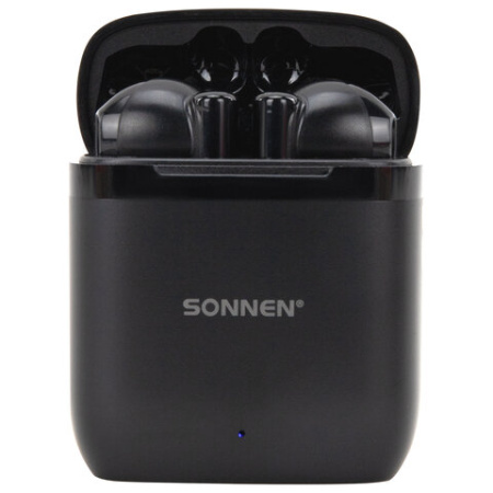 Наушники беспроводные TWS вкладыши с микрофоном, SONNEN EP-BH10B, Bluetooth 5.3, черные, 514122