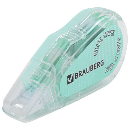 Клей-лента BRAUBERG MAXI, 6 мм х 15 м, корпус зеленый, блистер, 273029