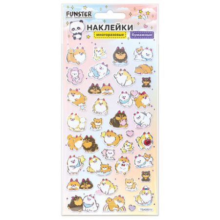 Наклейки бумажные 17,5х9,5 см, ассорти 12 видов, FUNSTER (ФАНСТЕР), 666676
