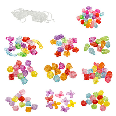 Набор для создания бижутерии и украшений BEADS SET, 200 элементов, 10 видов, прозрачные, BRAUBERG KIDS, 664694