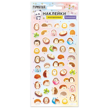 Наклейки бумажные 17,5х9,5 см, ассорти 12 видов, FUNSTER (ФАНСТЕР), 666676