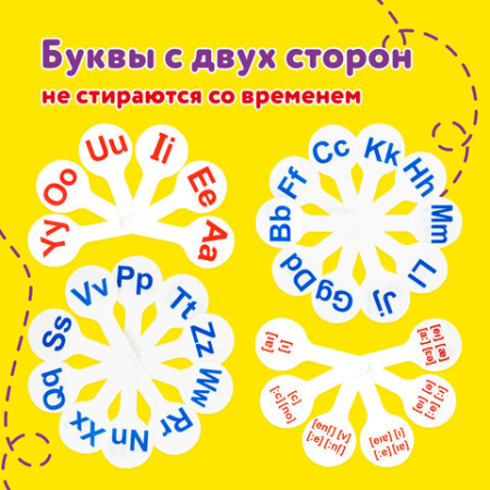Веер-касса "Английские гласные и согласные" ЮНЛАНДИЯ, НАБОР 2 штуки, европодвес, 270561