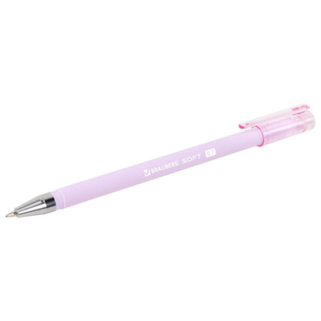 Ручка шариковая BRAUBERG "SOFT PASTEL", СИНЯЯ, корпус ассорти, узел 0,7 мм, линия 0,35 мм, 144397