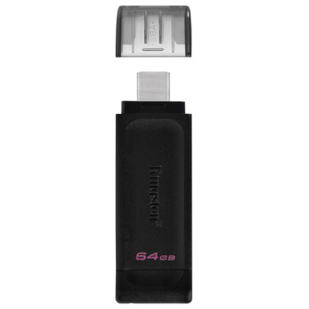 Флеш-диск 64 GB KINGSTON DataTraveler 70, разъем Type-C 3.2, черный, DT70/64GB