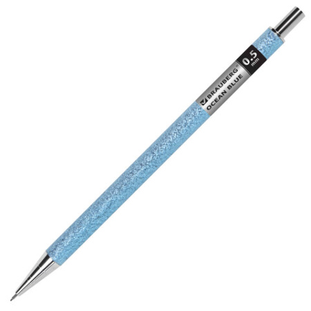 Карандаш механический 0,5 мм + грифели HB 12 штук на блистере, BRAUBERG "LIGHT BLUE", 181970